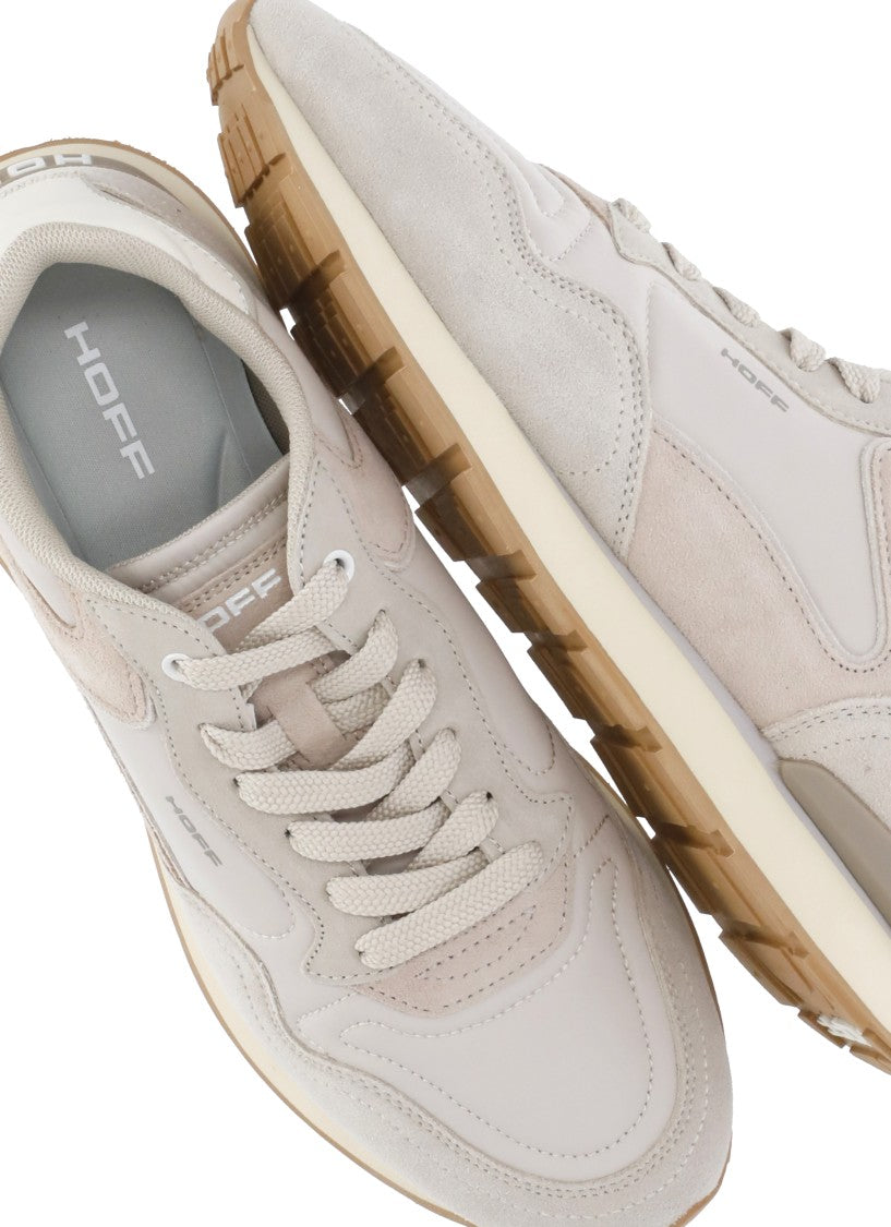 Hoff Beige Suede Leather Lace-Up Sneakers