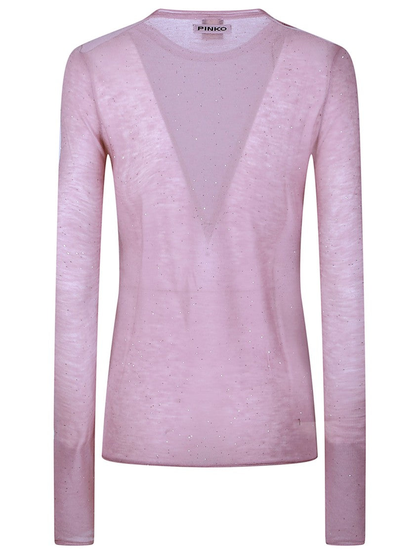 Pinko Pico Pink Wool-Blend Shimmer Sweater