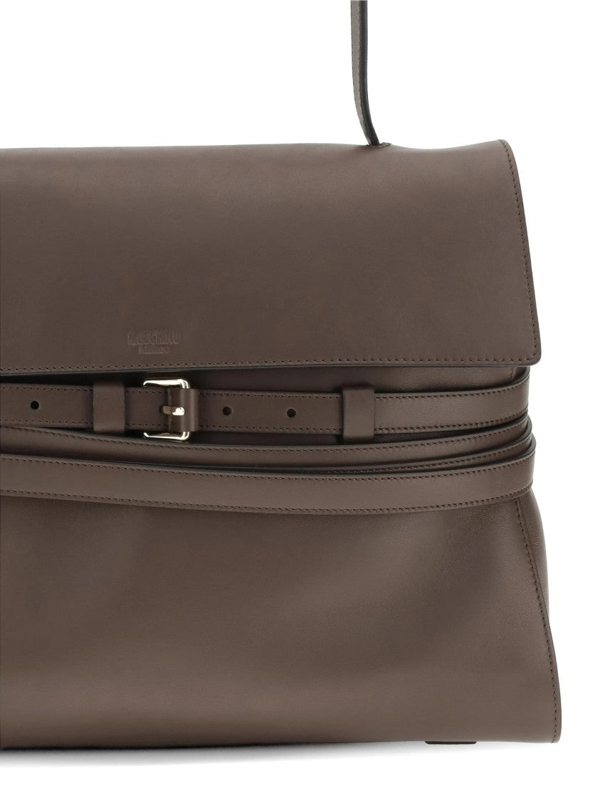 Moschino Structured Nappa Leather Handbag With Padded Handle