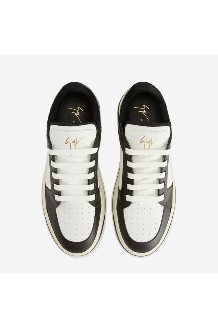 Giuseppe Zanotti Black Gz 94 Leather-Fabric Lace-Up Sneakers