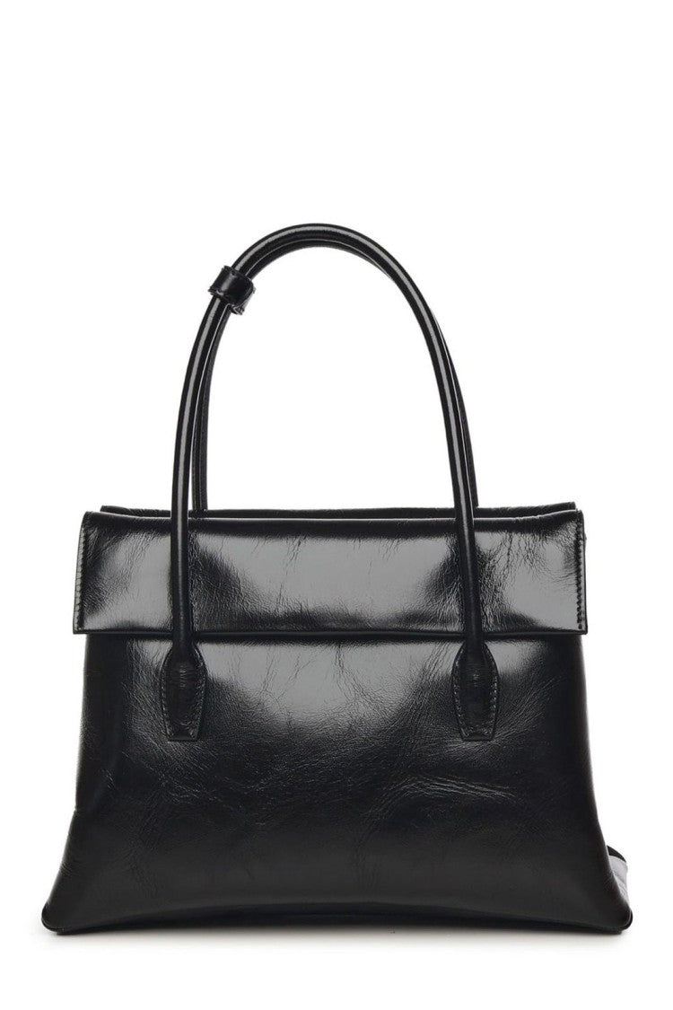 Miu Miu Structured Black Lambskin Tote With Finish