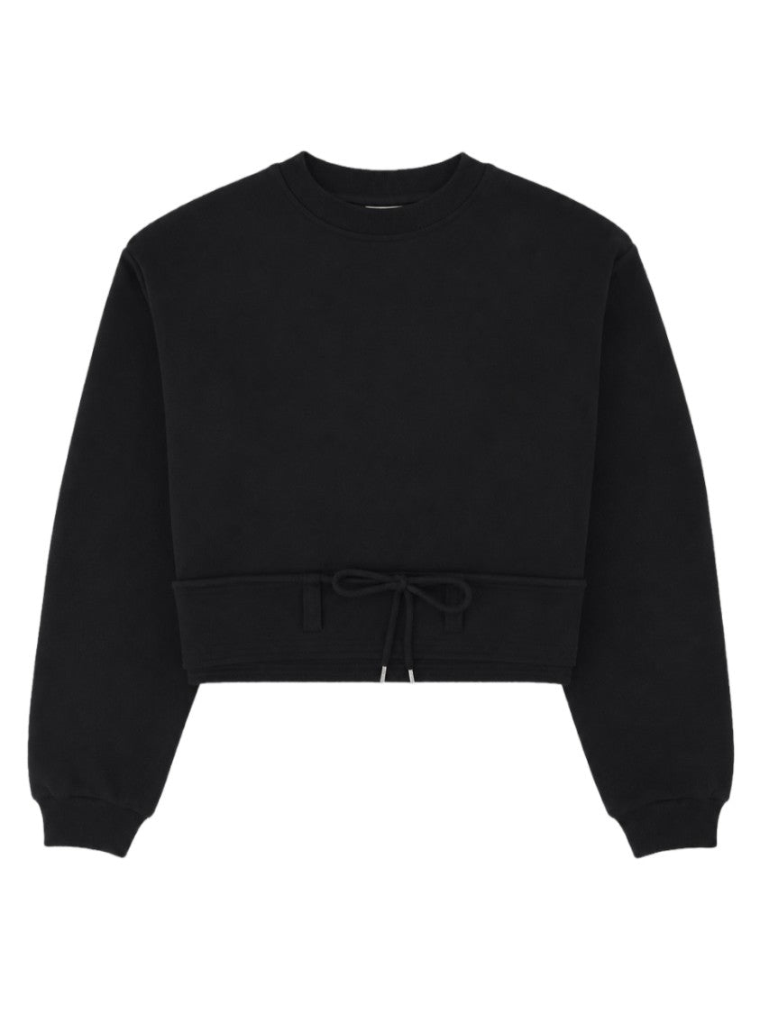 Dries Van Noten Cropped Drawstring Hem Cotton Sweatshirt
