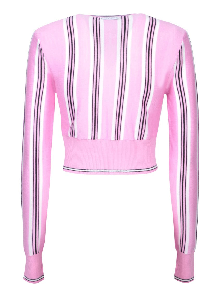 Jacquemus Cropped Cardigan With Vertical Stripes And Front Button Closure