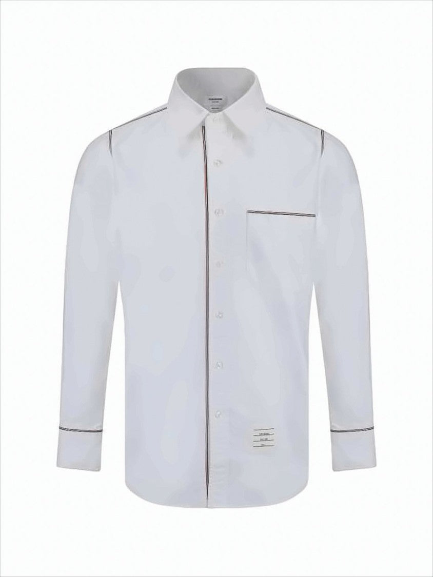 Thom Browne Long-Sleeve Cotton Shirt With Subtle Piping Details