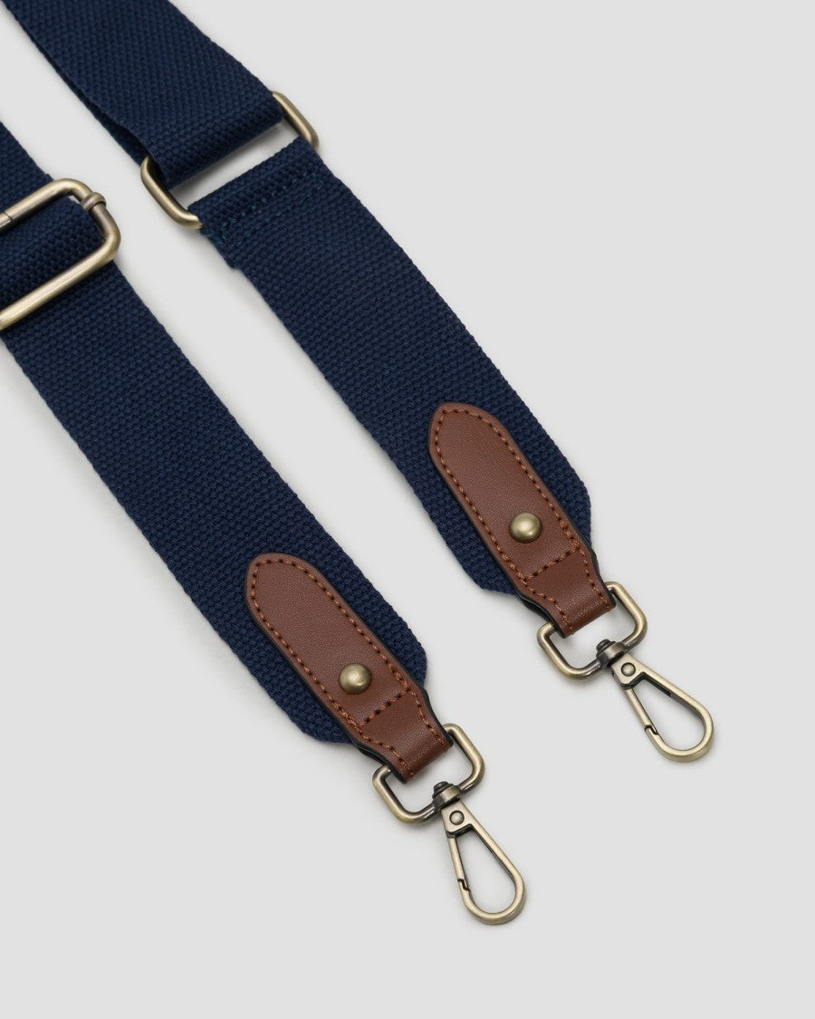 Mc2 Saint Barth Navy Blue Duffle Bag With Brown Leather Accents