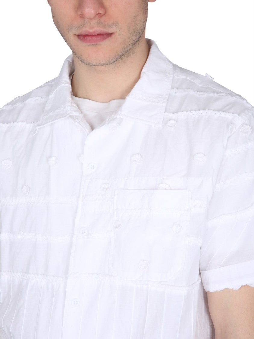 Engineered Garments Embroidered White Shirt With Classic Collar