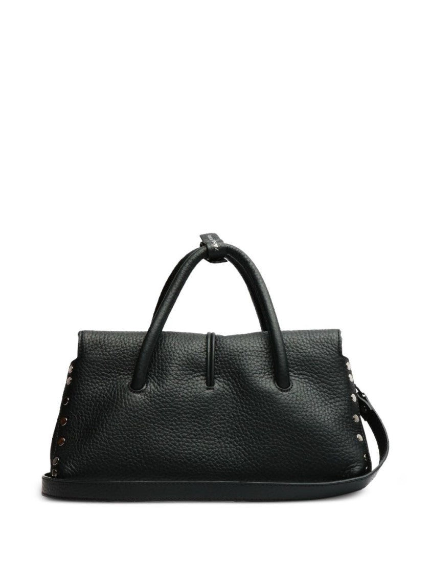 Zanellato Black Textured Finish Leather Top Handle Bag