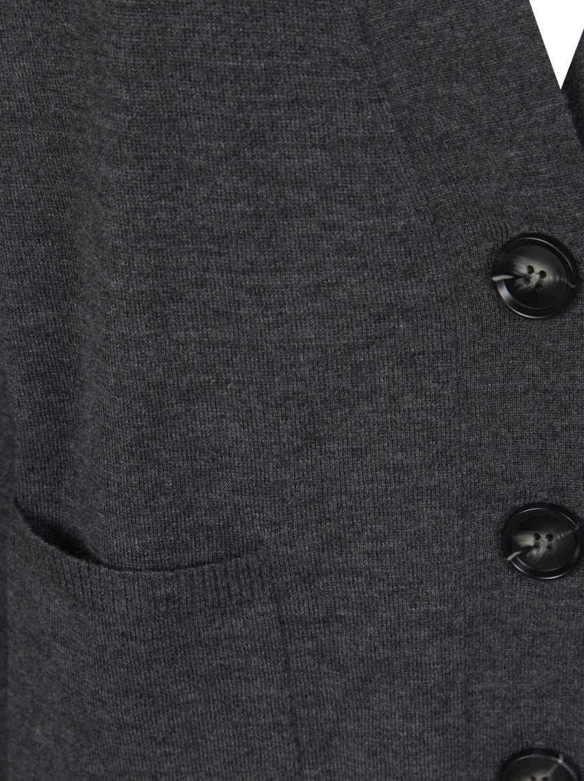 Max Mara Dark Grey Cashmere Blend Cardigan