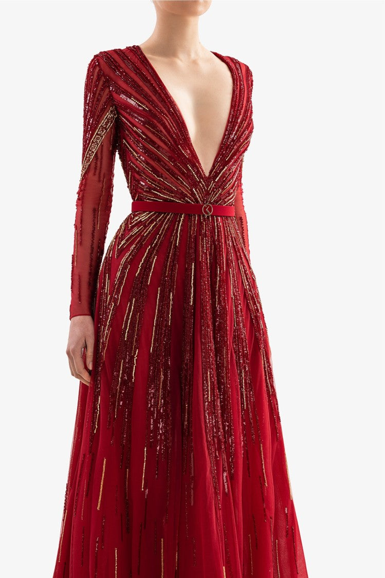 Saiid Kobeisy Embroidered Long Dress