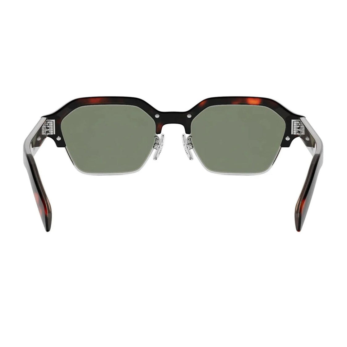 Celine Geometric Havana Sunglasses With Green Lenses