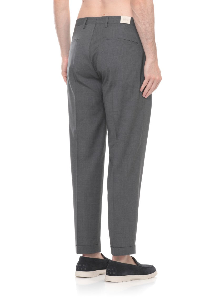 Briglia 1949 Grey Tiberios Wool Straight-Leg Pants