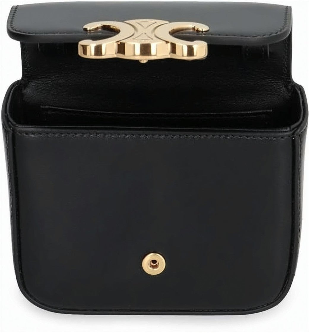 Celine Smooth Calf Leather Shoulder Bag With Gold-Tone Logo Closure