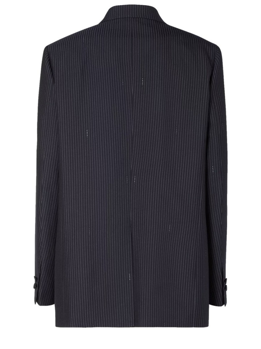 Fendi Pinstriped Double-Breasted Wool Blazer With Tailored Silhouette