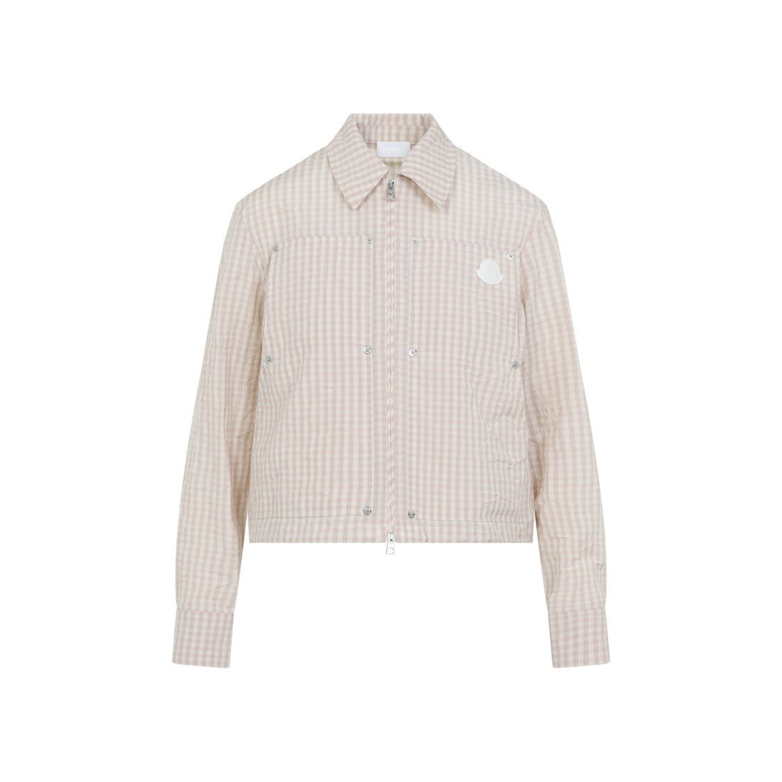 Moncler Cropped Gingham Jacket With Classic Collar