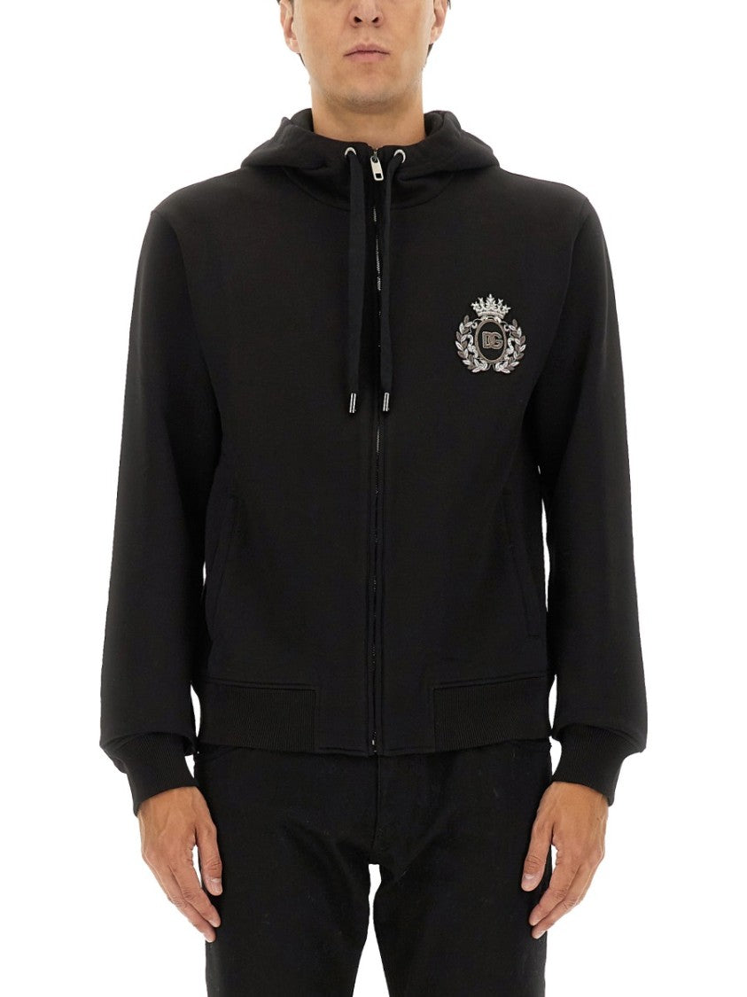 Dolce & Gabbana Black Zip-Up Sweatshirt