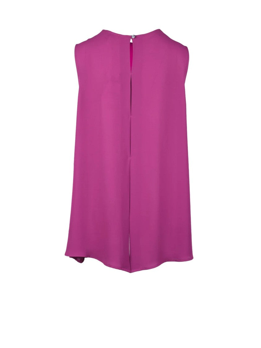 Maesta Purple High-Low Hemline Polyester Fluid Blouse