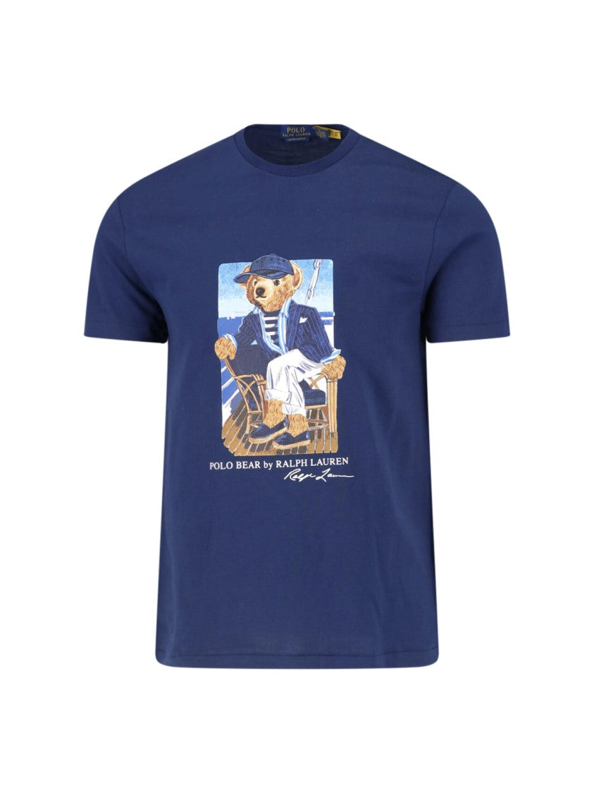 Polo Ralph Lauren Navy Blue Polo Bear Cotton T-Shirt