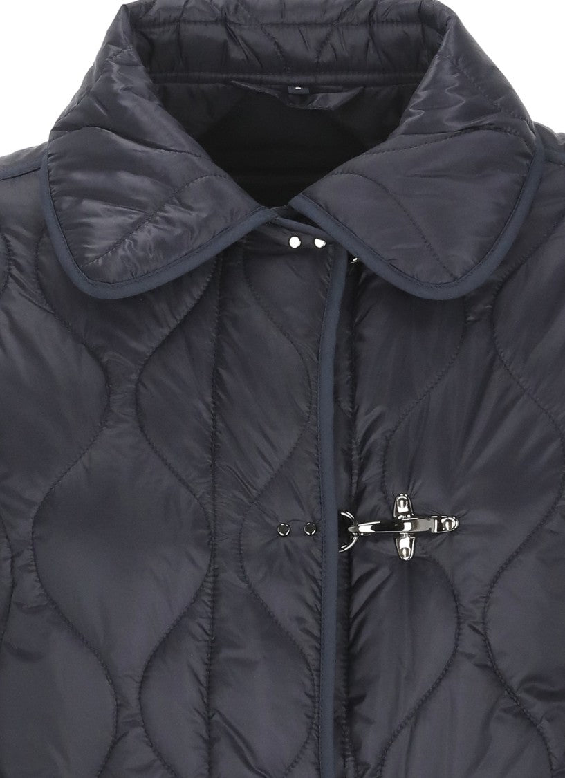 Fay Blue Quilted Hook-Fastening Jacket