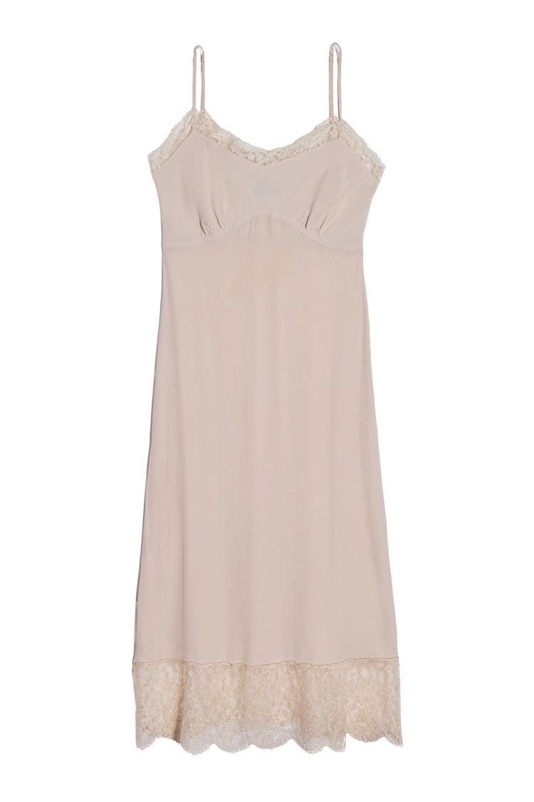 Simone Rocha Nude Lace-Trim Slip Dress With Adjustable Straps