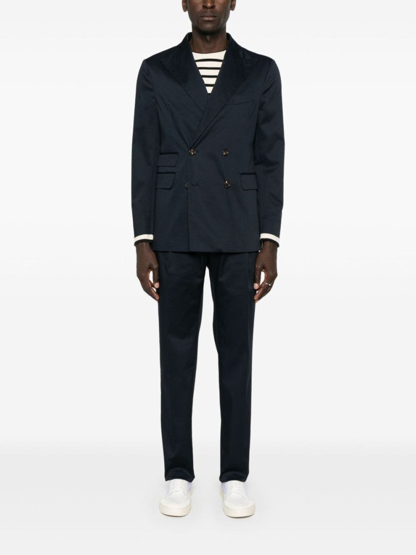 Doppiaa Tailored Navy Blue Double-Breasted Blazer With Straight-Cut Trousers