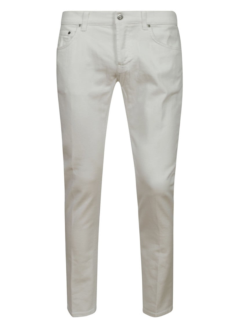 Dondup Slim Fit White Trousers With Classic Five-Pocket Design