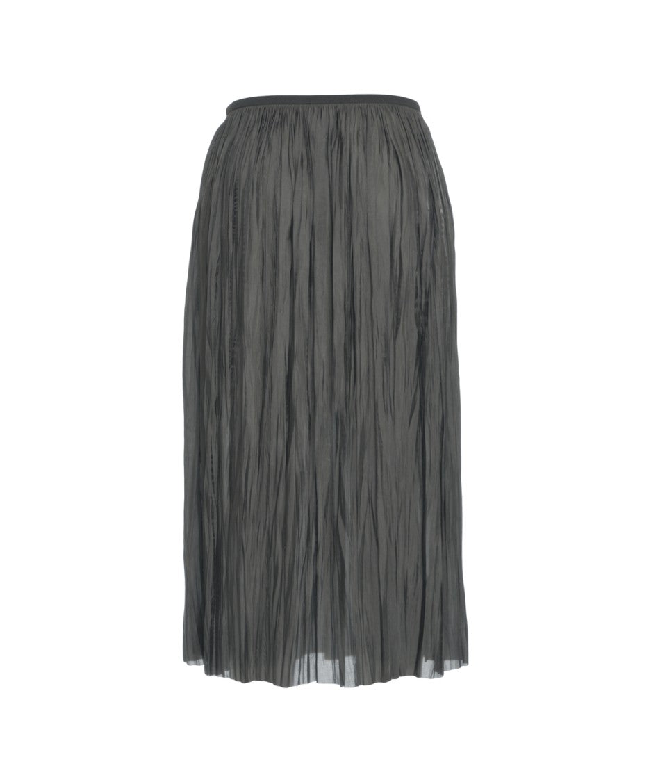 Roberto Collina Pleated Midi Skirt With Crinkled Texture And Elastic Waistband
