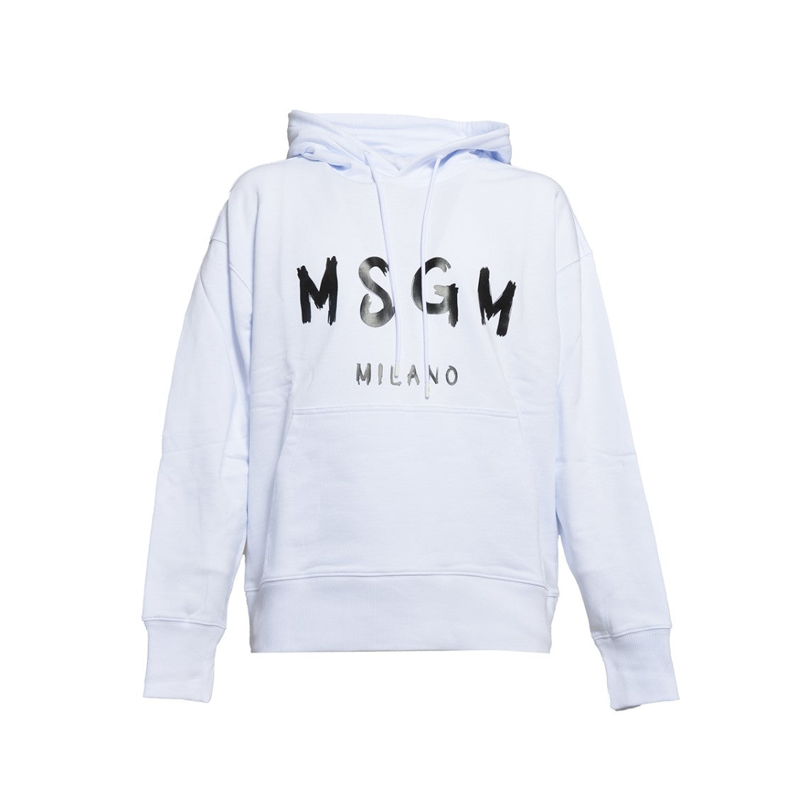 Msgm White Cotton Hoodie With Logo Print