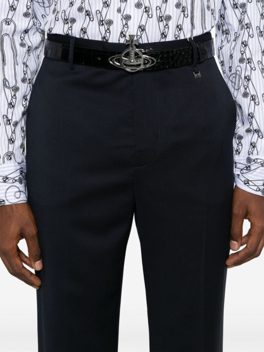 Vivienne Westwood Navy Virgin Wool Flared Trousers