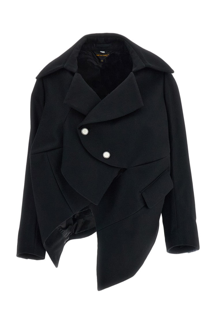 Comme Des Garçons Black Asymmetric Structured Wool Jacket