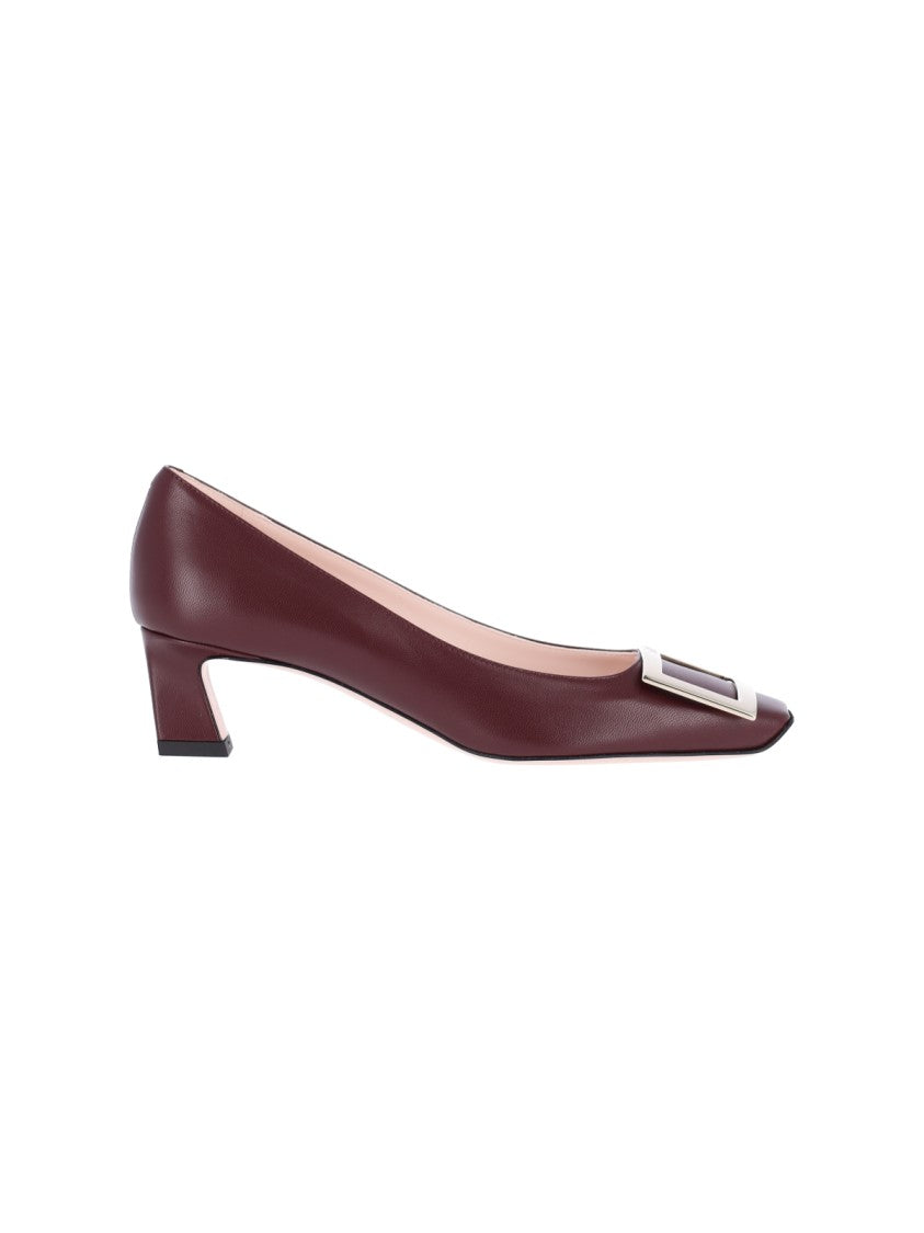 Roger Vivier Bordeaux Leather Trompette Buckle Pumps