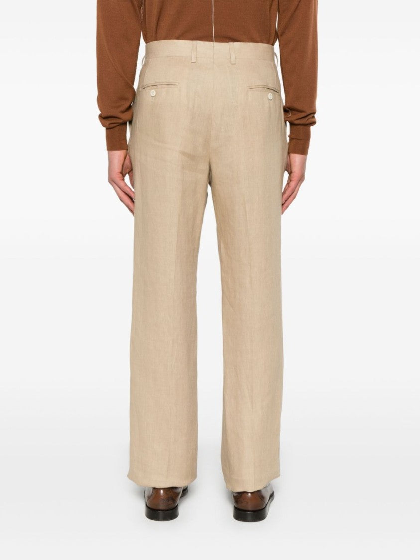 Lardini Beige Drop Trousers With Concealed Fastening And Tailored Finish