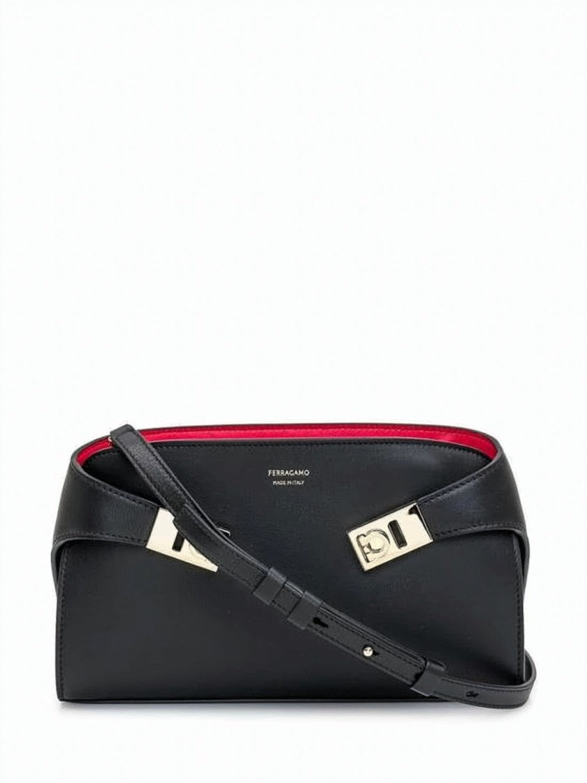 Salvatore Ferragamo Calf Leather Rectangular Clutch With Gold-Tone Hardware Accents