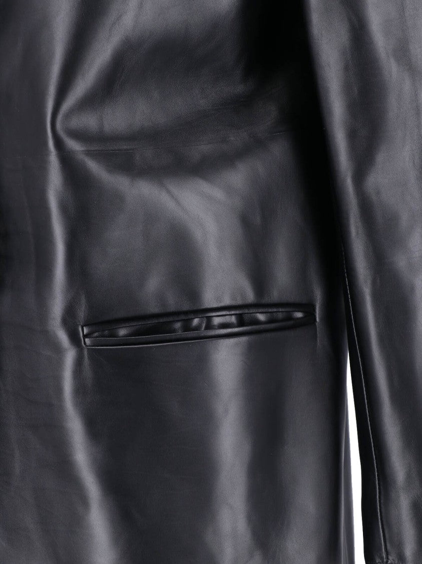 Jil Sander Black Classic Notch Lapel Leather Jacket