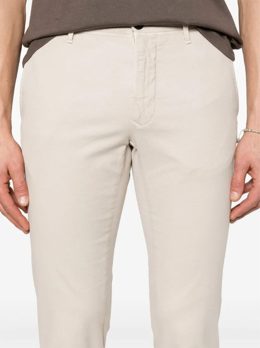Incotex Light Neutral Cotton Blend Tapered Trousers