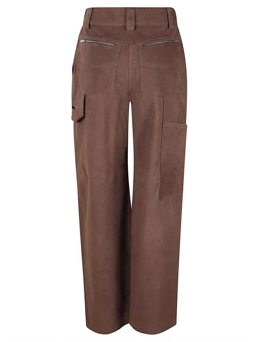Iro Wide-Leg Cropped Leather Pants With Utility Pockets