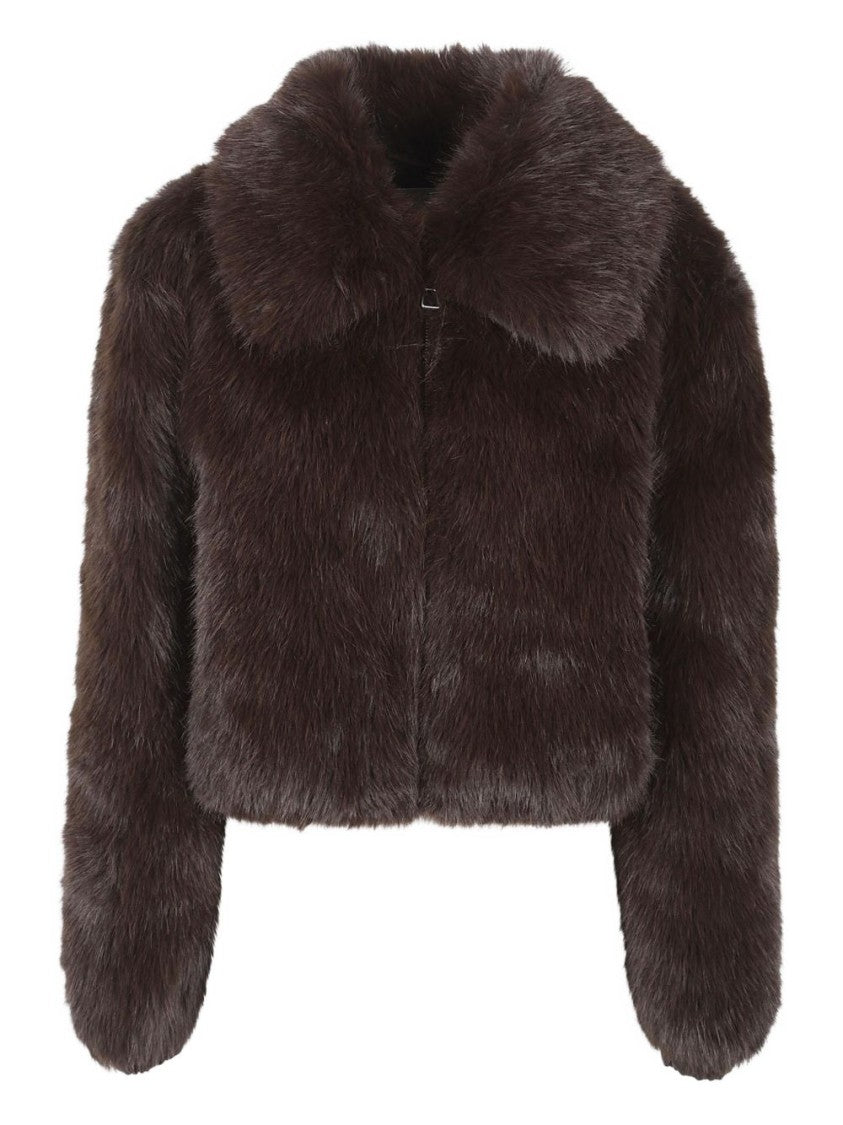 The Frankie Shop Cropped Rounded Collar Faux Fur Coat