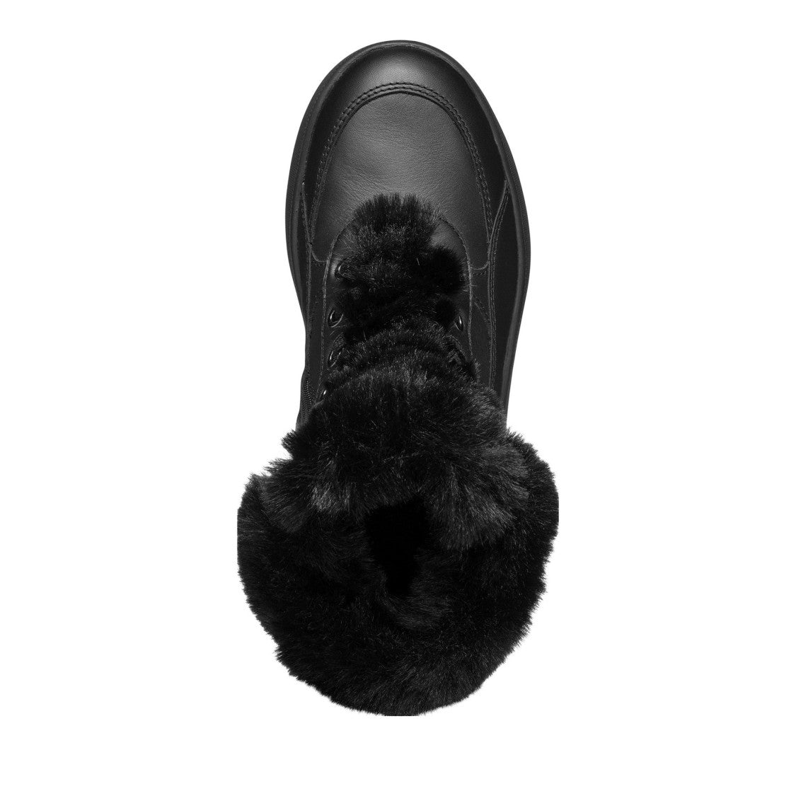 Geox Dalyla Black Plush Fur Collar Leather Boots