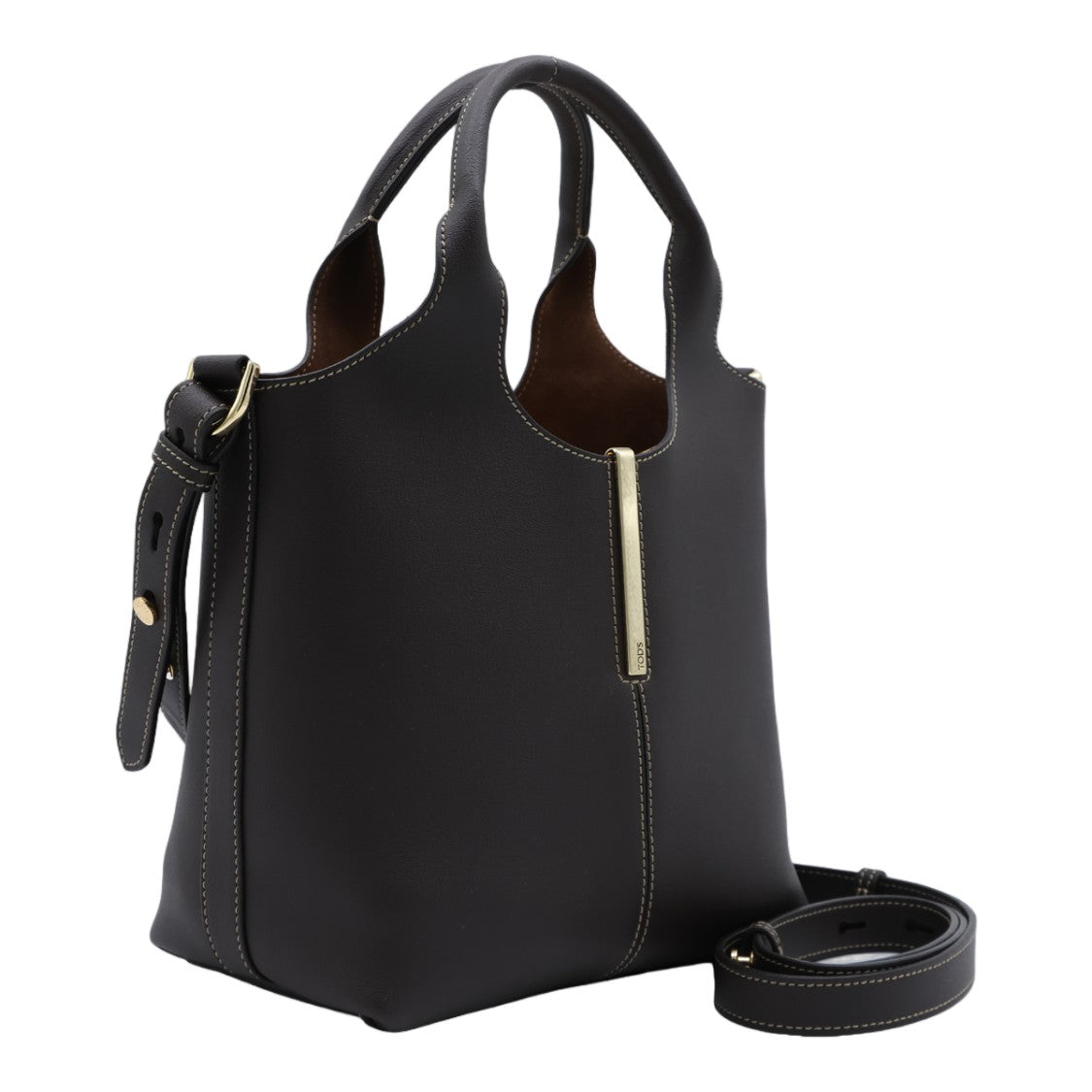 Tod's Structured Black Handbag With Detachable Shoulder Strap