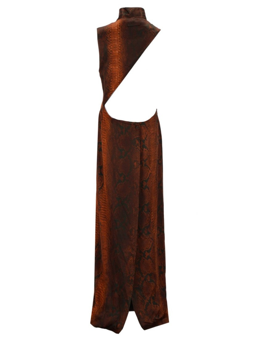 Jean Paul Gaultier Python Print Viscose Cut-Out Maxi Dress