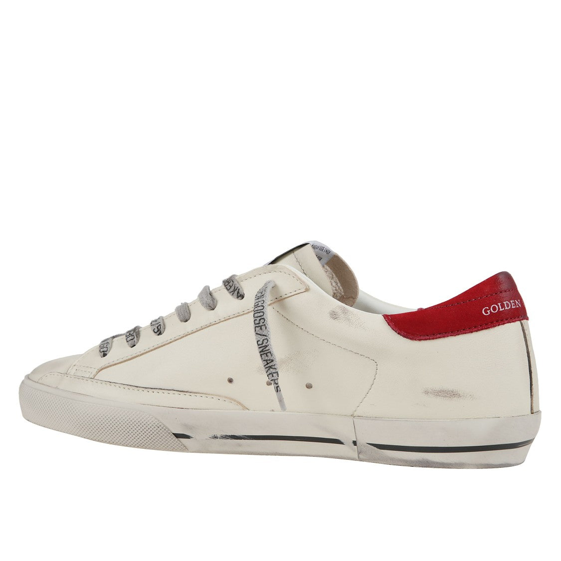 Golden Goose White Leather Sneakers With Red Star