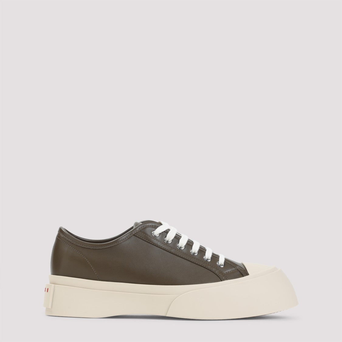 Marni Sage Green Calf Leather Sneakers With Sole