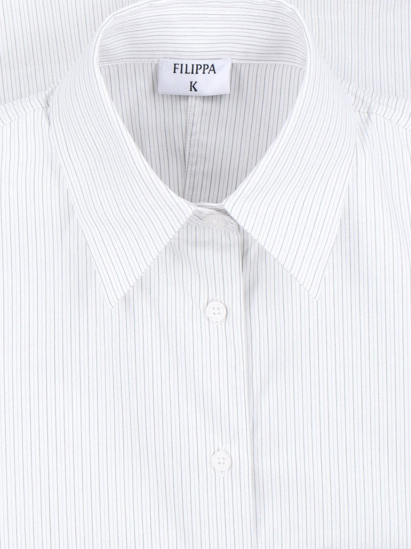Filippa K White Hourglass Striped Cotton Formal Shirt