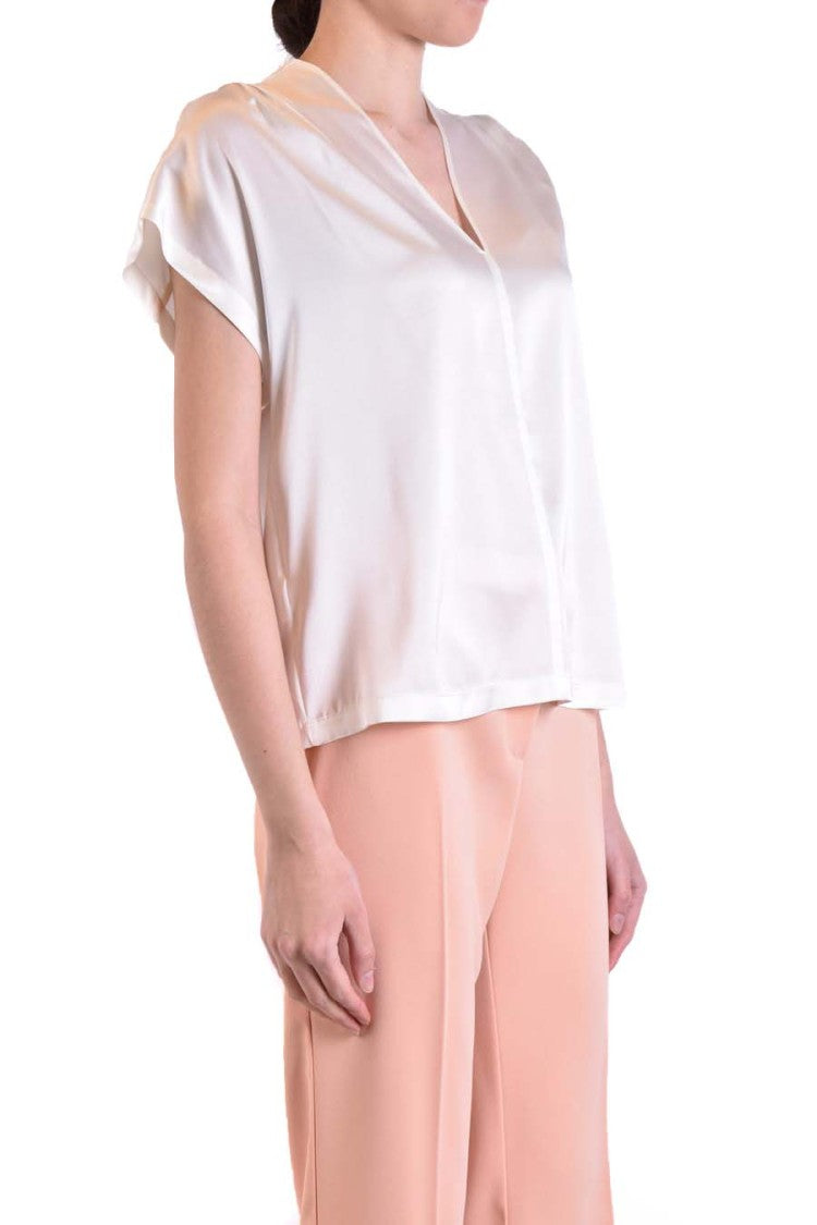 Pinko Silk And Elastane Short-Sleeved V-Neck Top