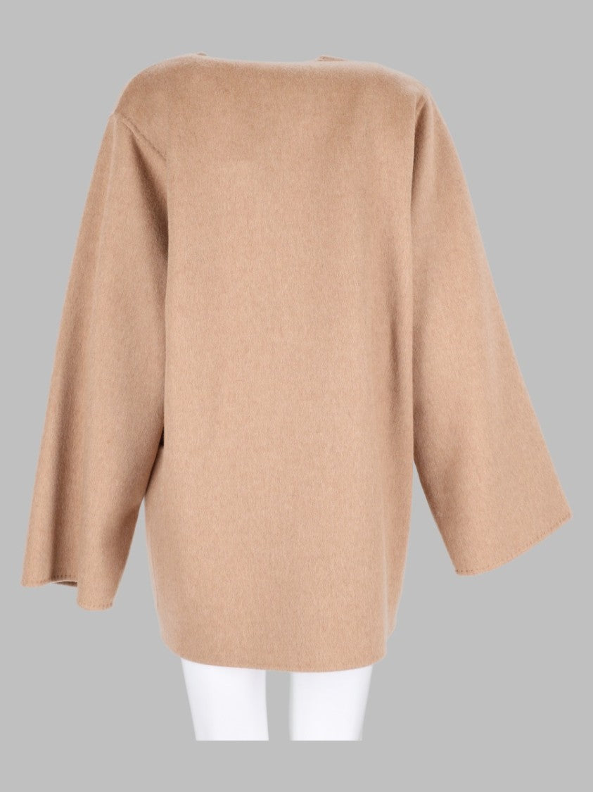 Max Mara Beige Oversized Wrap Camel Hair-Blend Coat