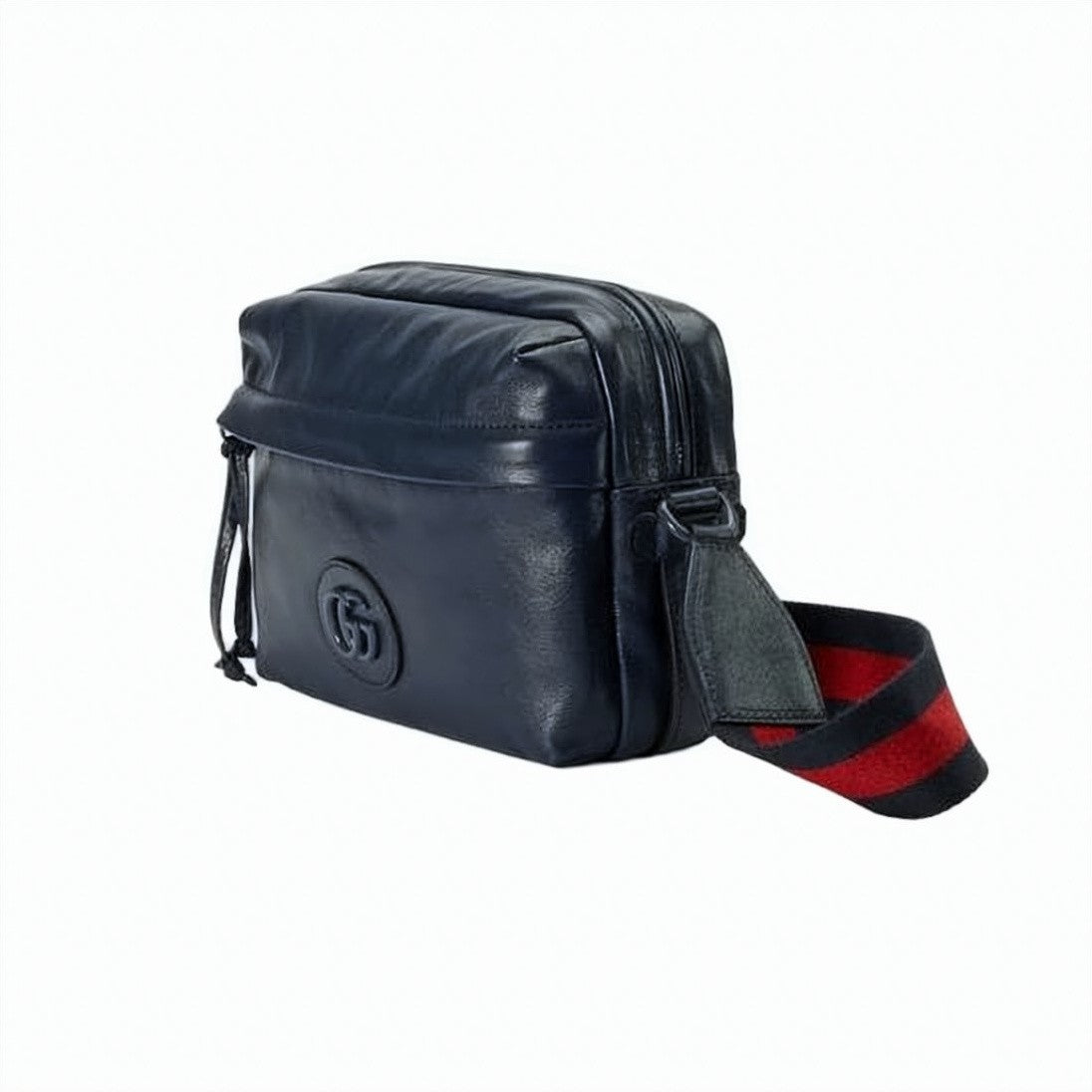 Gucci Smooth Leather Crossbody Bag With Adjustable Striped Strap