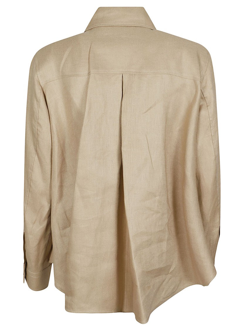 Max Mara Relaxed Fit Linen Jacket With Classic Collar And Flap Pockets
