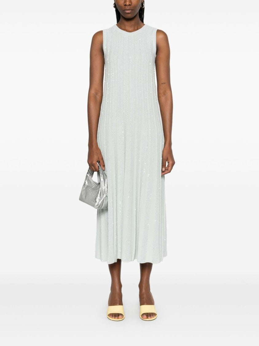 D. Exterior Pastel Green Chevron Knit Maxi Dress