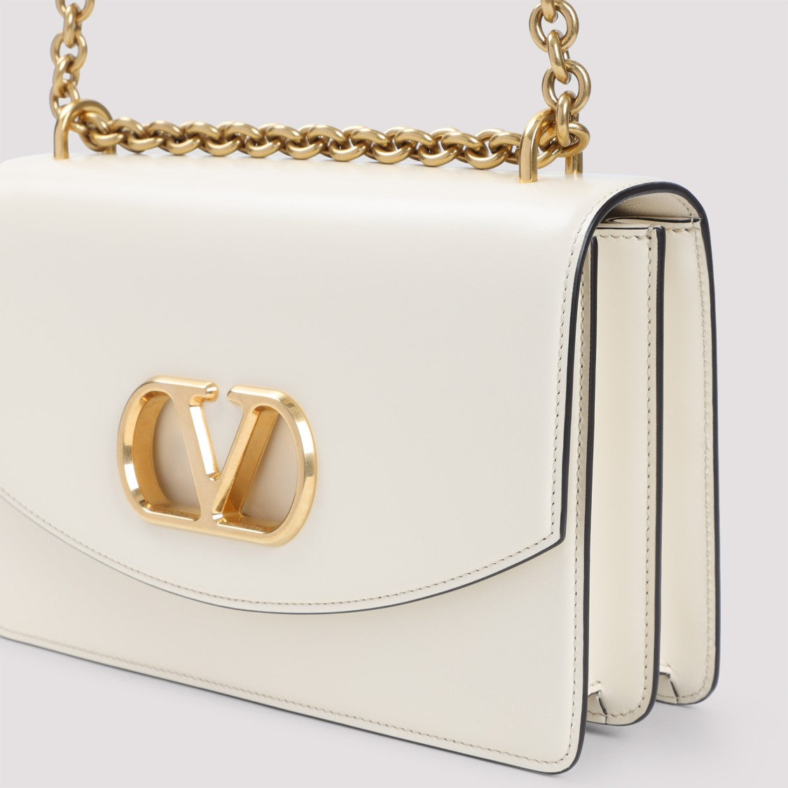 Valentino Garavani Vain Ivory Leather Shoulder Bag