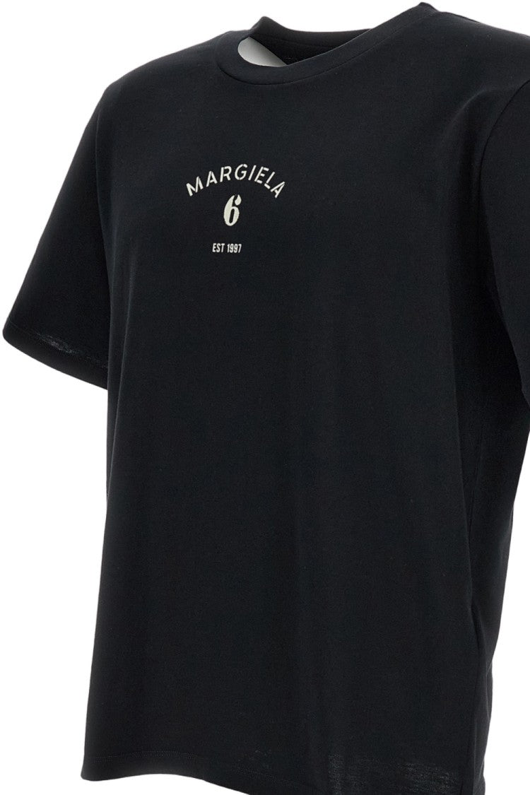 Mm6 By Maison Margiela Black Cotton Printed Short-Sleeve T-Shirt
