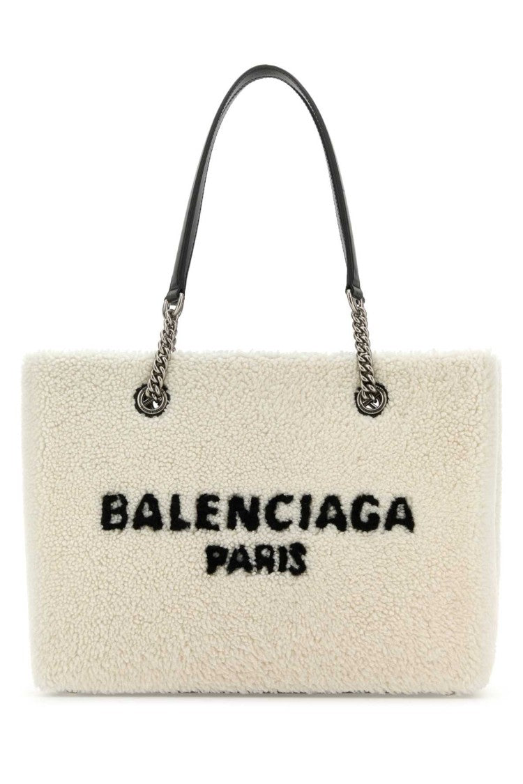 Balenciaga White Shearling Duty Free M Handbag